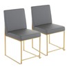 Lumisource High Back Fuji Dining Chair in Gold and Grey Faux Leather, PK 2 DC-HBFUJI AUGY2